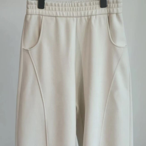 【曼德诗】冬上新山羊绒醋酯加绒高腰百搭松紧腰休闲裤MC202411016