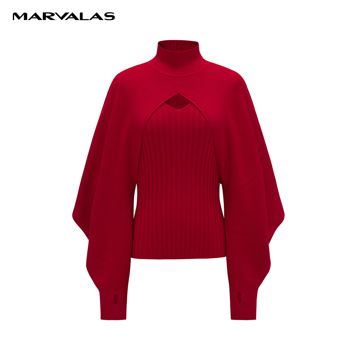 【商场同款】曼德诗宽松套装秋冬全羊毛针织背心披肩M537307468