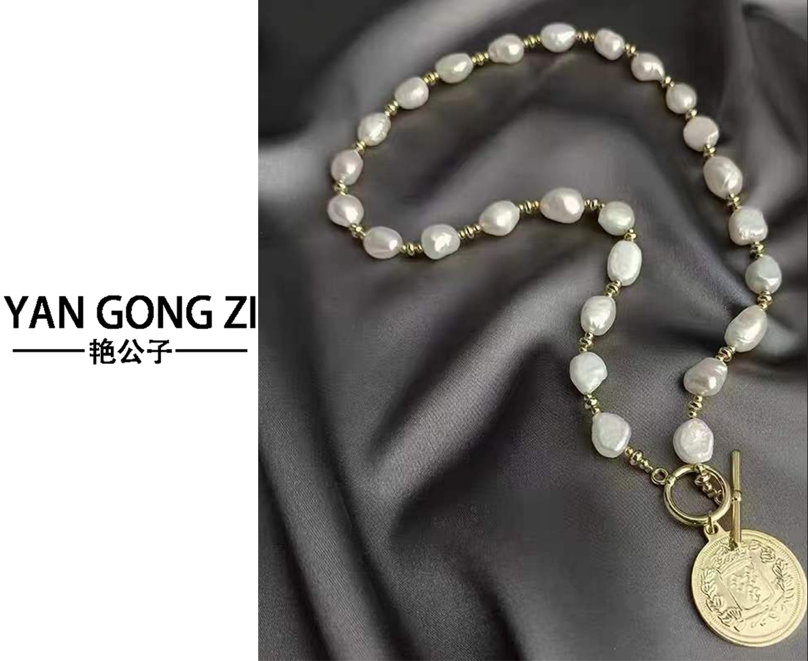 铁合金仿珍珠项链 【艳公子】YGZ克罗心项链 010408