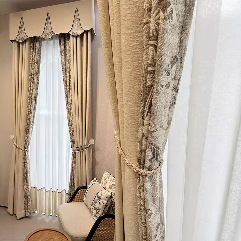 法式意式现代风中古风新款意大利浮雕雪尼尔卧室阳台客厅窗帘悠娜