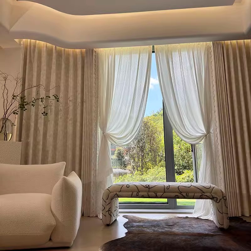 新款法式奶油意式奶油美式奶油风女孩房卧室客厅阳台窗帘定制蝶恋