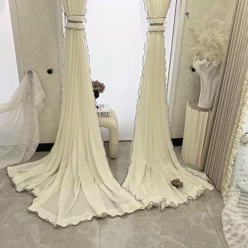 法式奶油风少女梦幻高级感客厅卧室阳台餐厅隔断新款窗纱乔莉