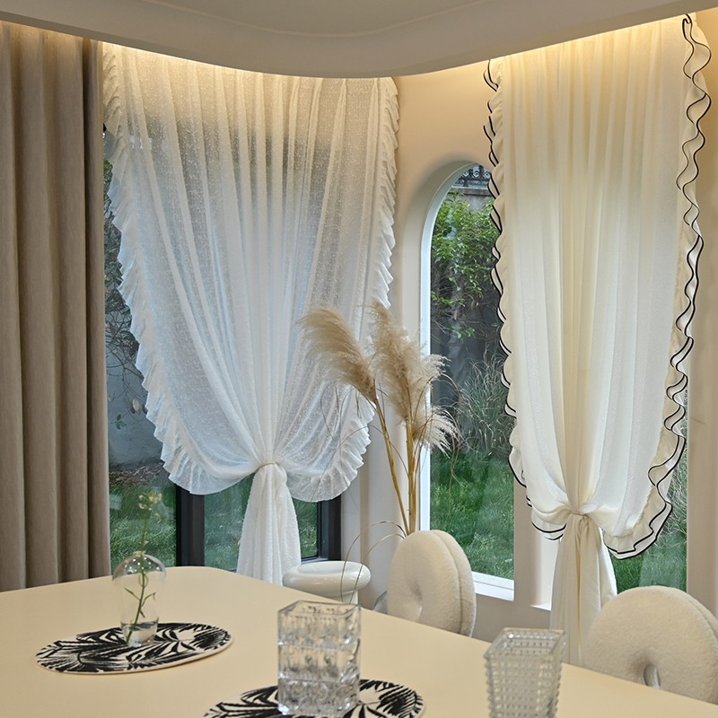 轻奢现代法式奶茶色窗帘客厅卧室阳台高级感窗帘隔断纱帘定制康如