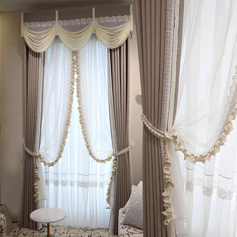新款法式简约现代意式风高档卧室阳台客厅窗帘窗纱全屋定制苏丹