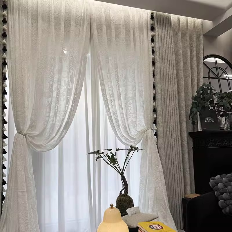 伊顿庄园法式奶油复古中古风现代简约卧室阳台客厅窗帘定制银岚