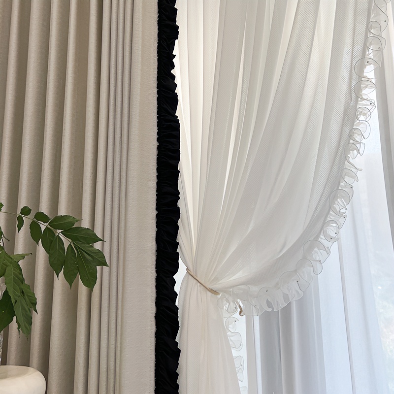2023轻奢现代轻法式奶油风窗帘客厅阳台卧室简约窗纱帘定制 露可