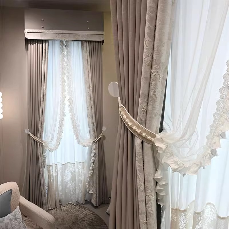法式风简约现代意式风新款高档卧室阳台客厅全屋定制窗帘窗纱茹烟