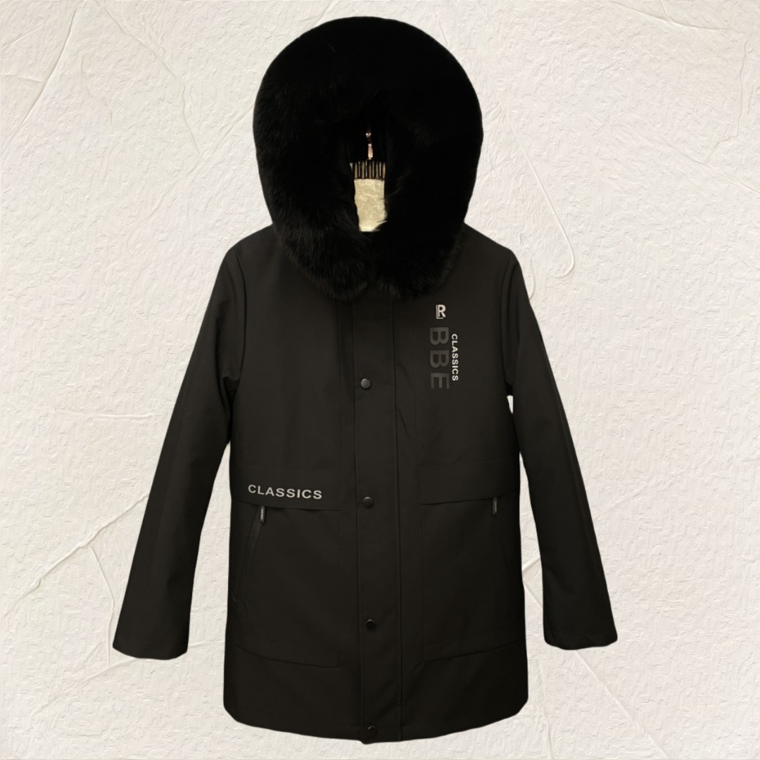 【辛二款】冬季男款加绒内胆派克服中长款兔毛皮草连帽外套狐狸毛领