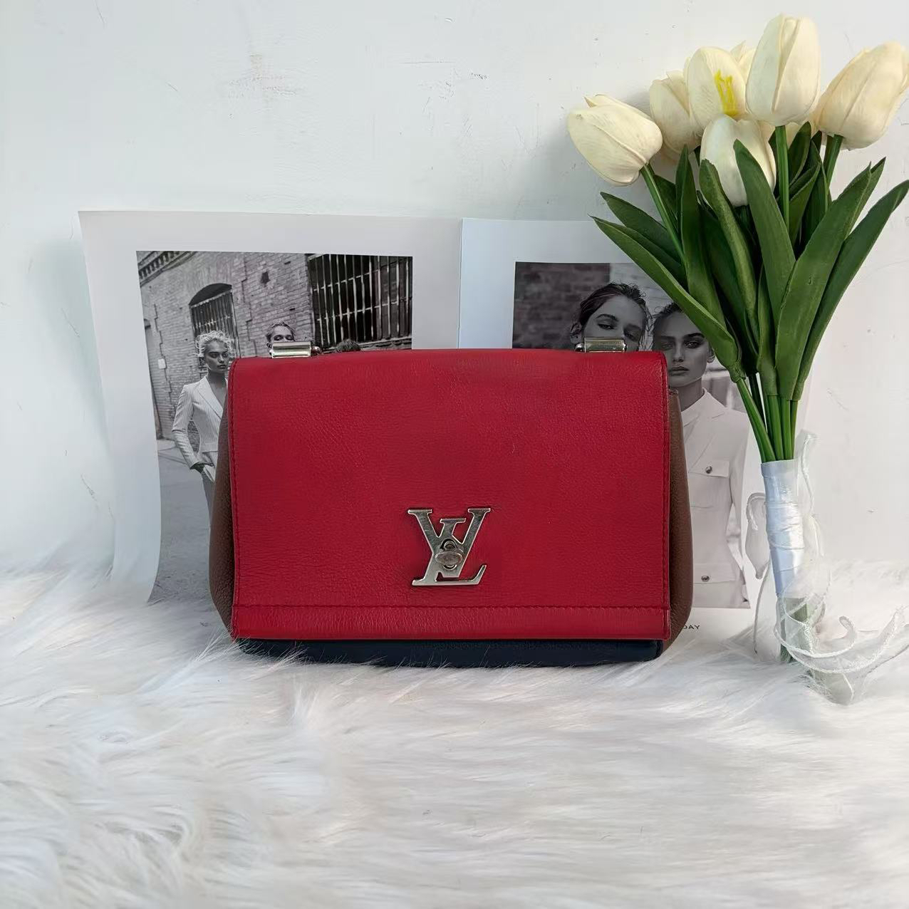 95新 LouisVuitton/路易威登 路易威登拼色大logo单肩包