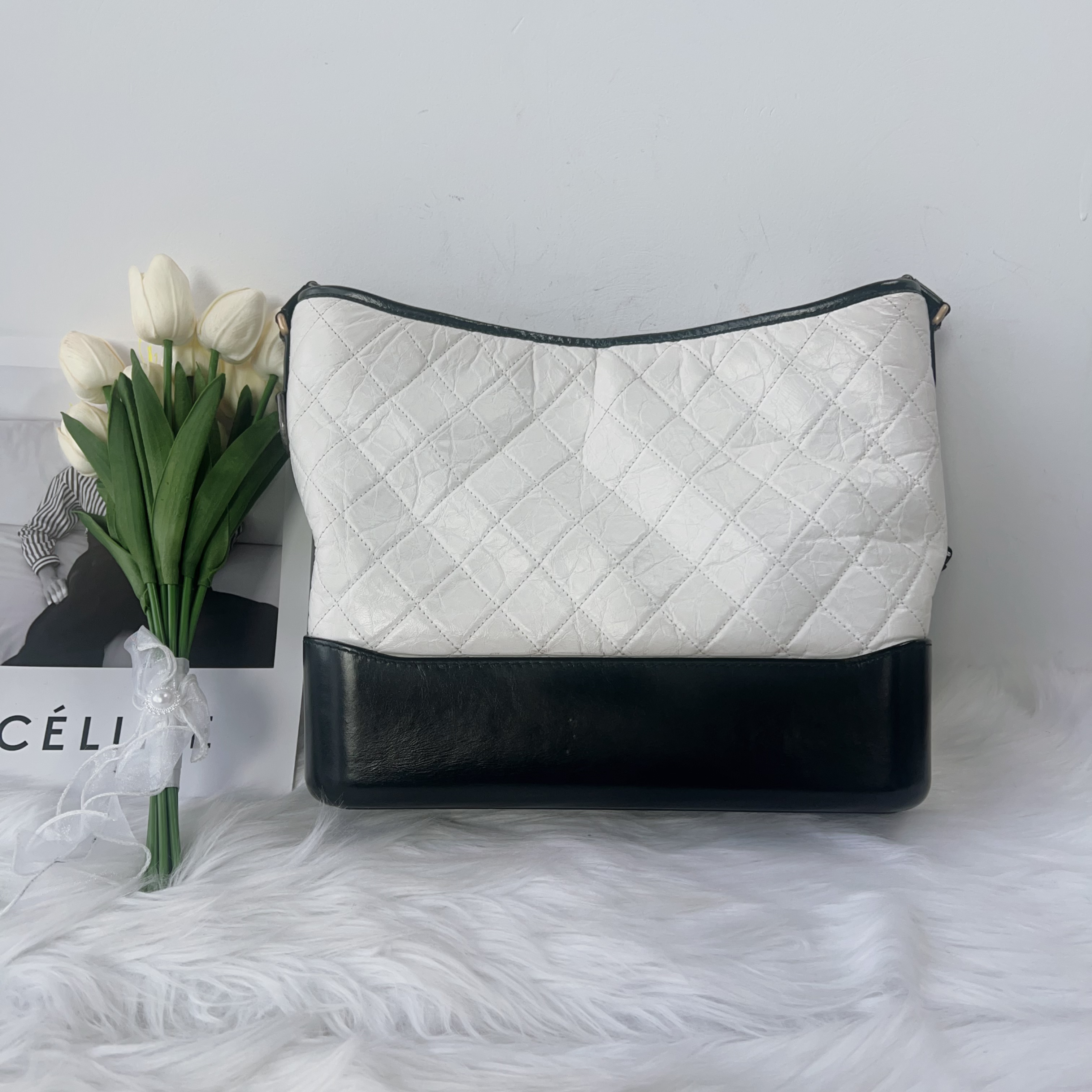 95新 Chanel/香奈儿 香奈儿 百搭款黑白拼色流浪中号