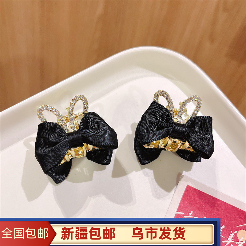 新疆包邮（一对装）红色蝴蝶结皇冠气质立体王冠小抓夹女孩碎发顶夹