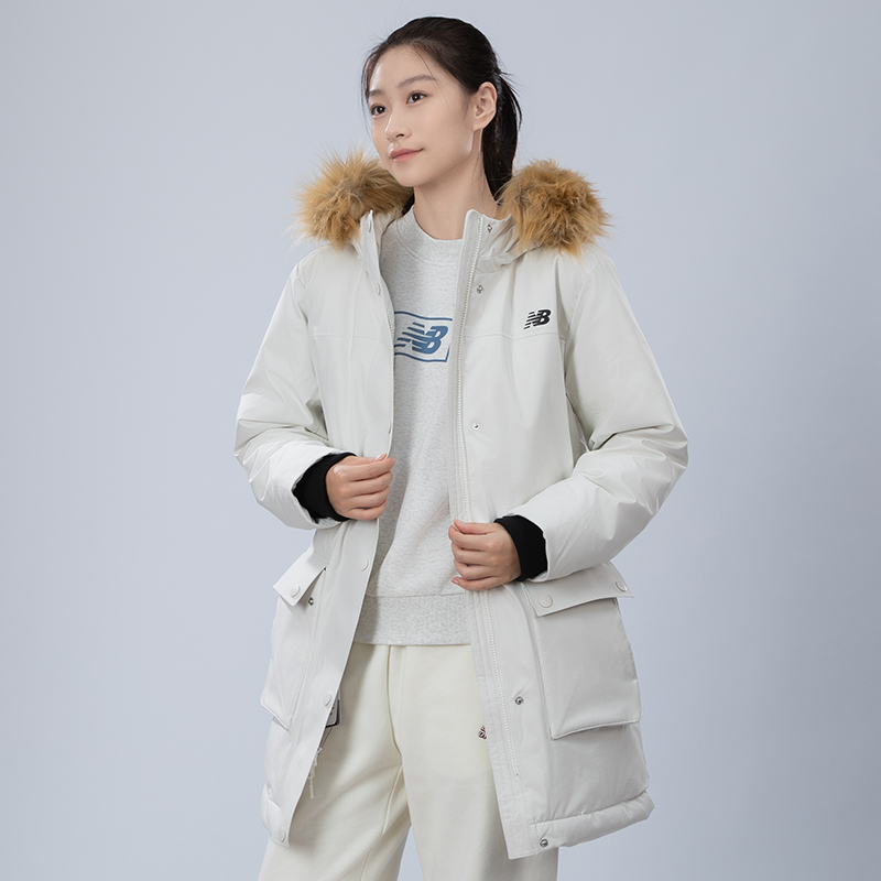 New Balance NB女装羽绒服官方正品2025秋冬保暖中长款连帽外套女
