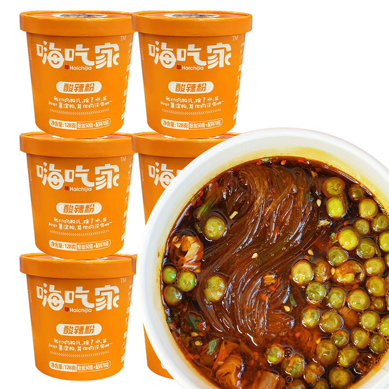 嗨/吃家酸辣粉桶装128克*6桶方便速食食品正宗红薯粉酸辣粉嗨吃家