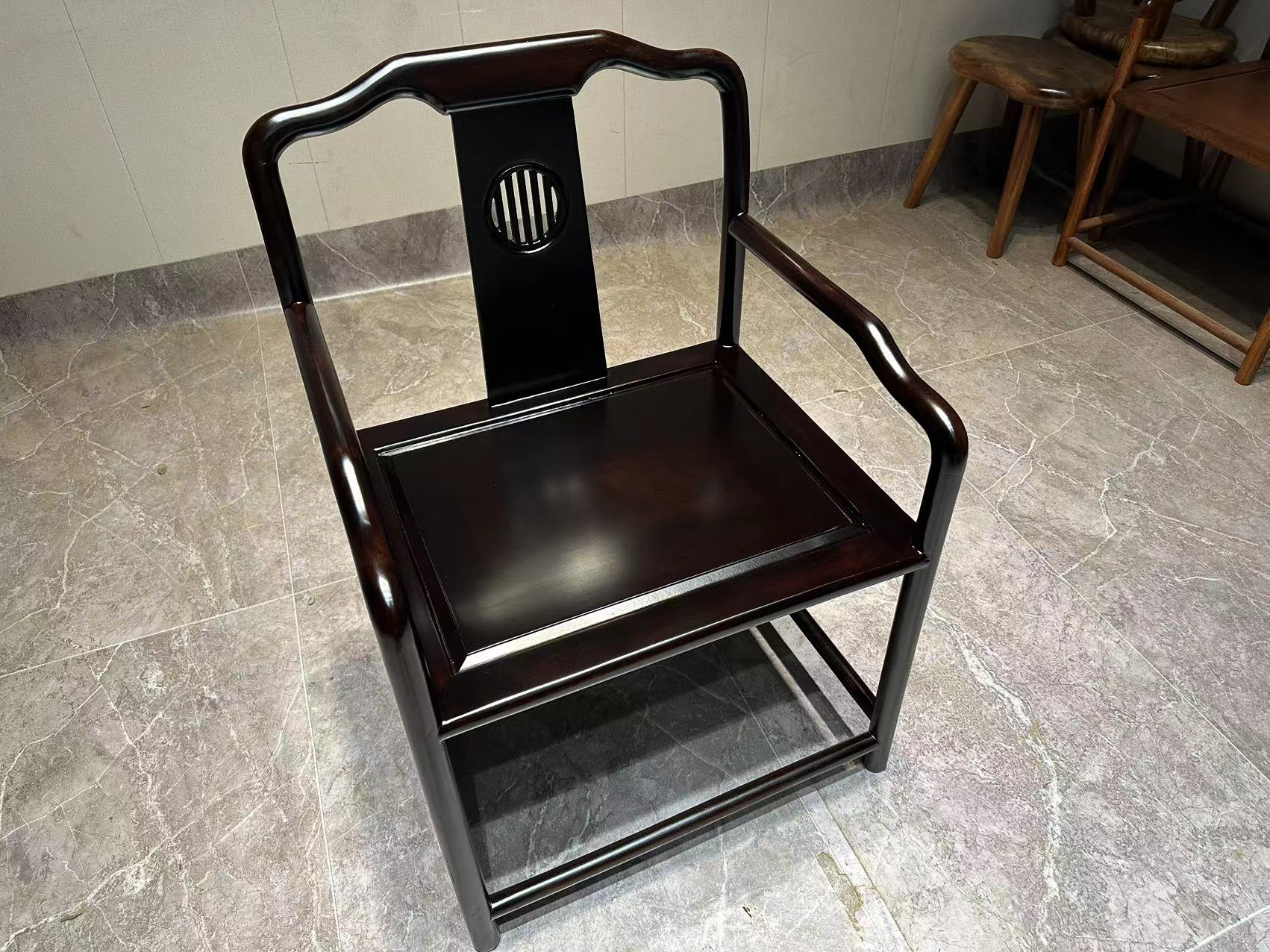 工厂直销 黑檀色浩然客椅63/52/108 坐高45耐用榫卯工艺不包邮