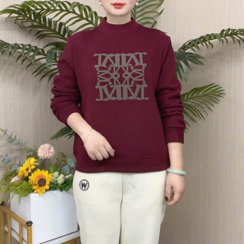 中年妈妈装2024秋冬新款加绒加厚卫衣洋气百搭外套T恤女保暖上衣