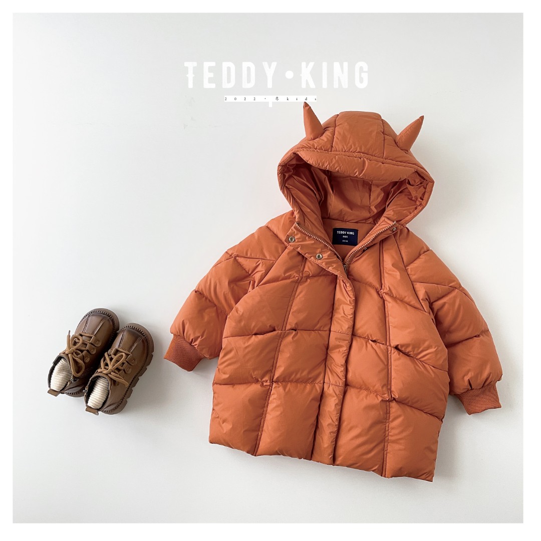 【Teddy King】2023冬 儿童韩版 帽檐小恶魔连帽羽绒服TXB22755