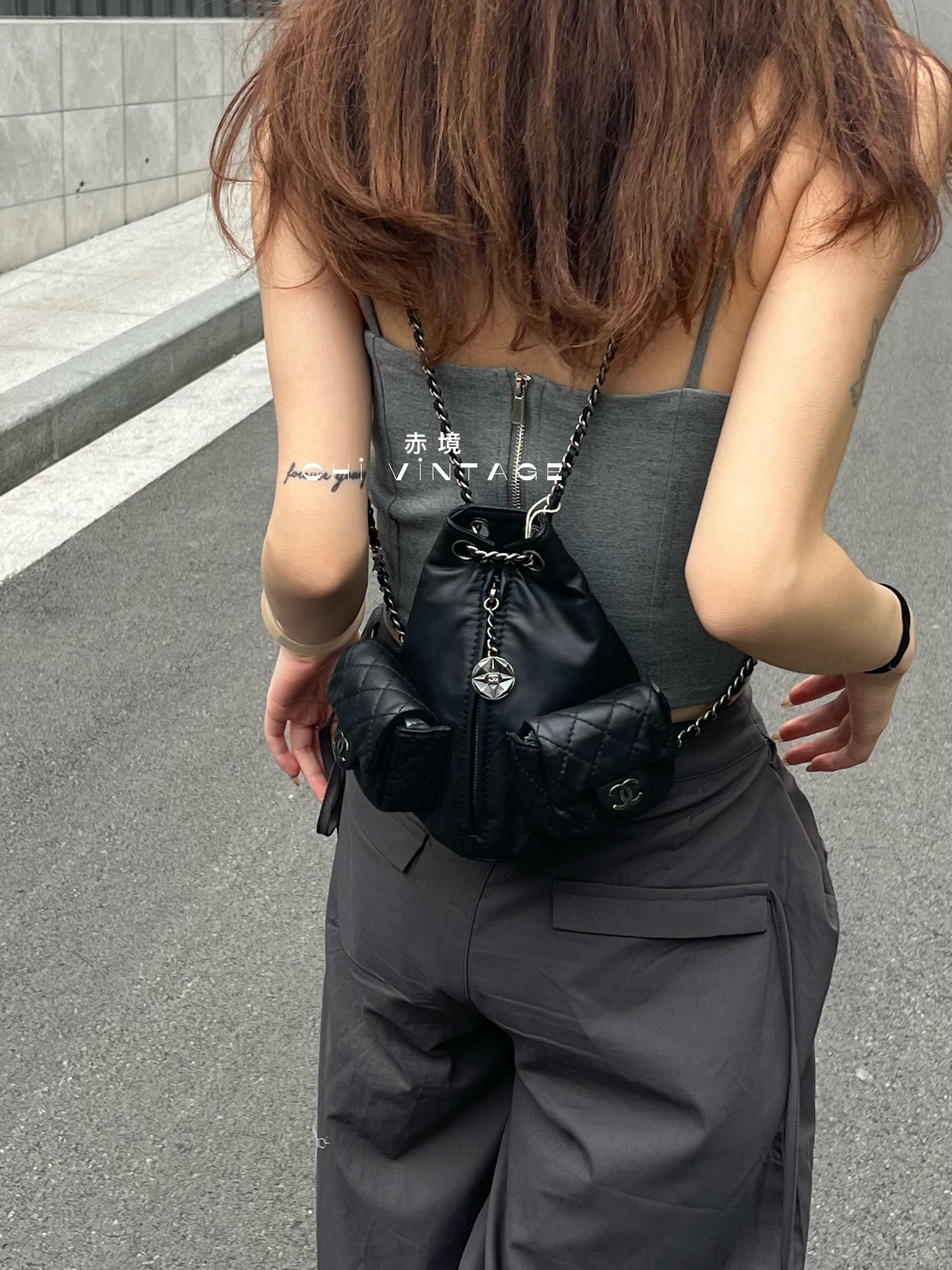 95新 Chanel/香奈儿 4759 黑银mini小青蛙单肩包时尚百搭休闲ins