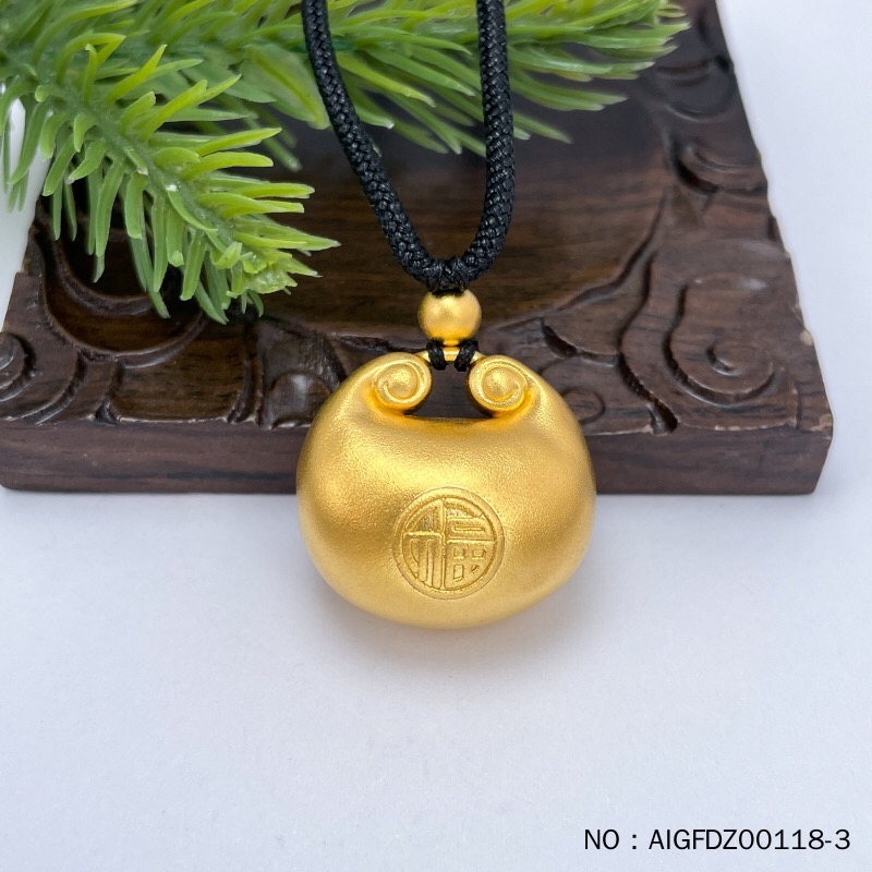 足金999古法福字锁包小胖福黄金吊坠小金坨平安锁克差多退少补