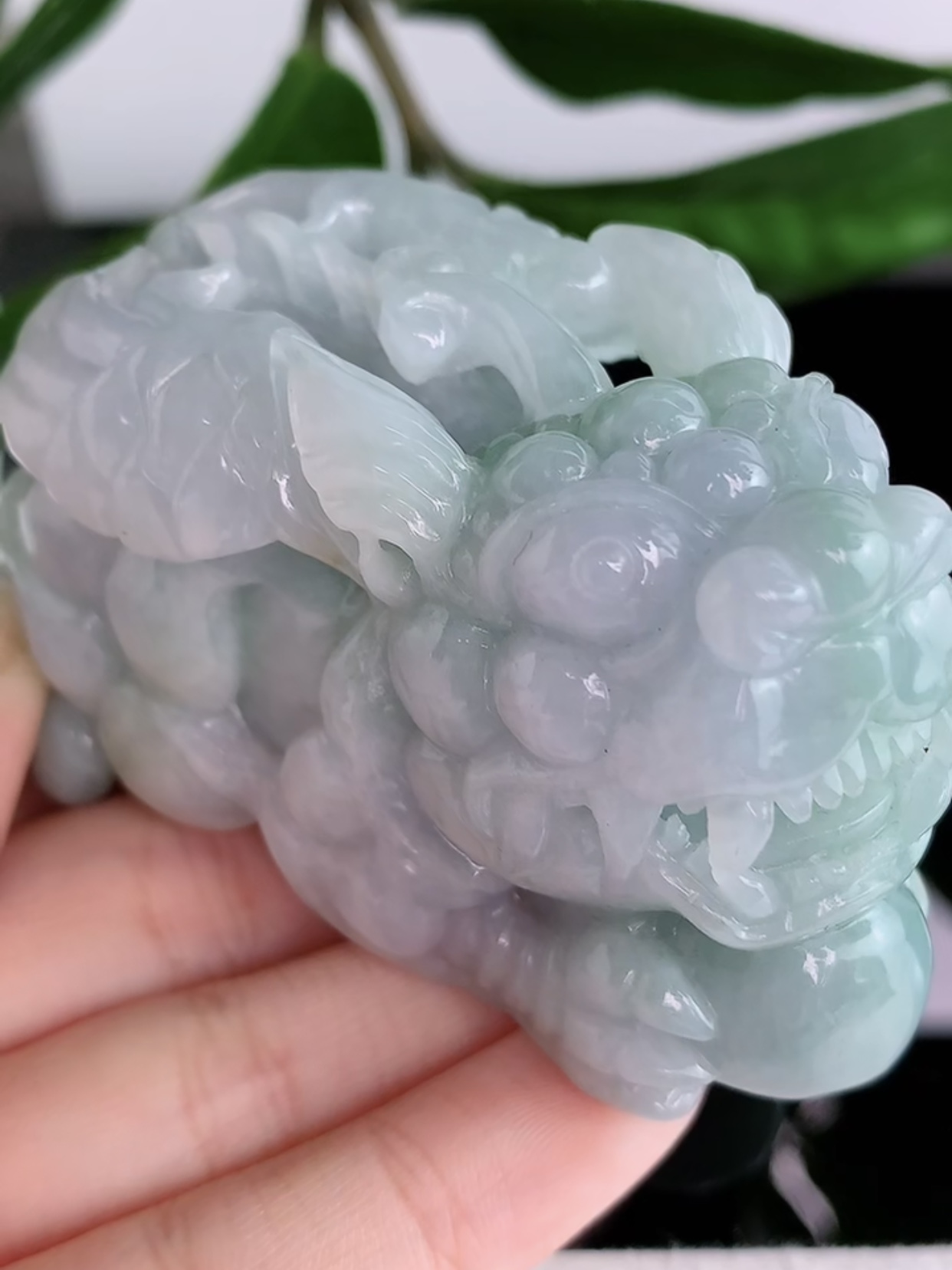 招财貔貅手把件天然缅甸翡翠正品A货批发送证书040705