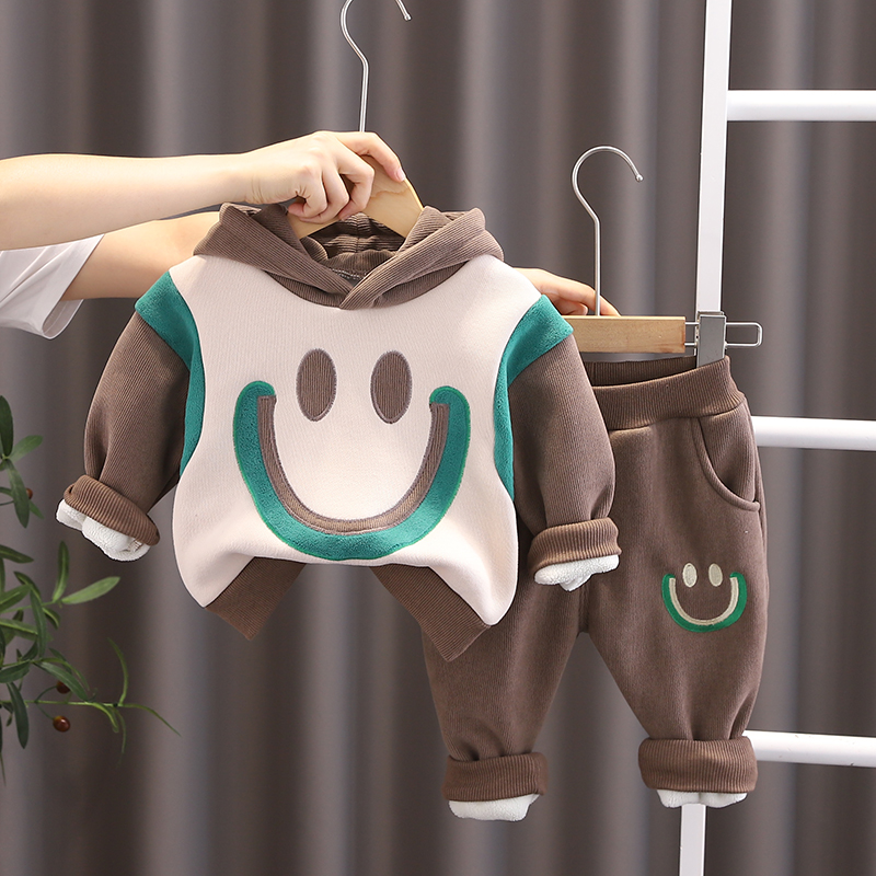 【小扬哥推荐】宝宝冬装加绒套装男童卫衣时髦2023新款婴儿童装衣