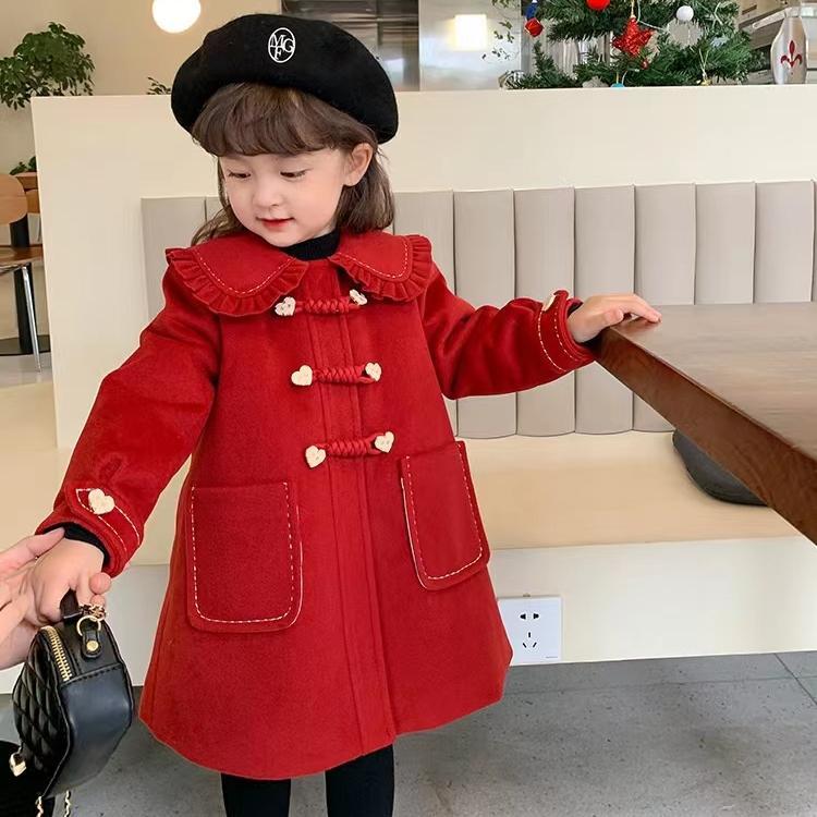 【特价清仓】女童毛呢外套夹棉加厚2024新款拜年服洋气女宝宝加棉呢