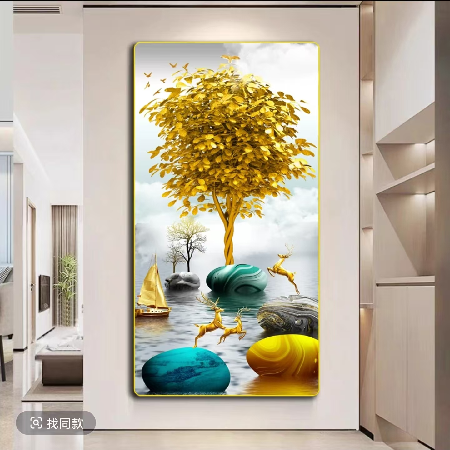轻奢【发财有路】206玄关装饰画平面晶瓷装饰画走廊过道装饰画捡漏