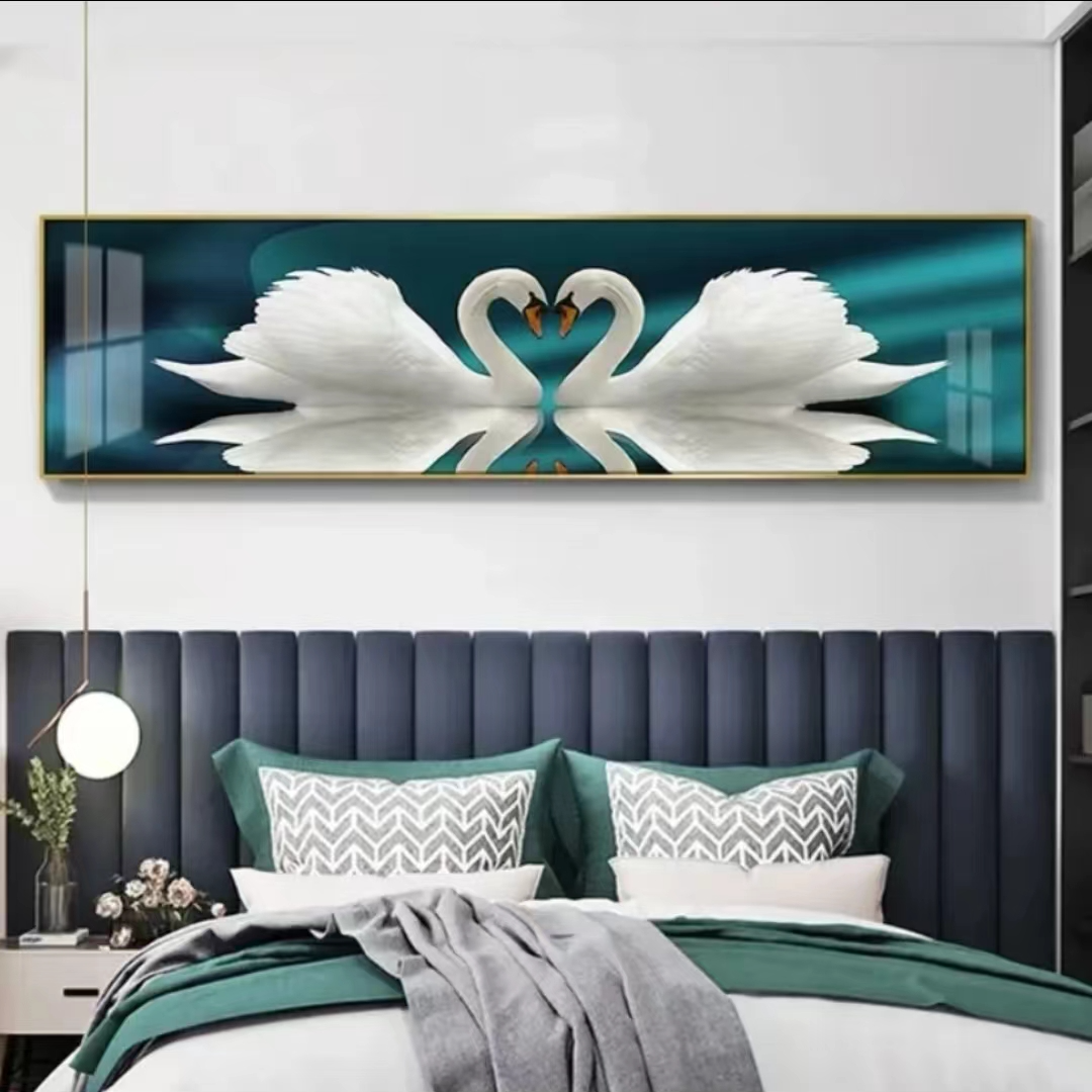 床头画【鸳鸯戏水】9013晶瓷镶钻装饰画