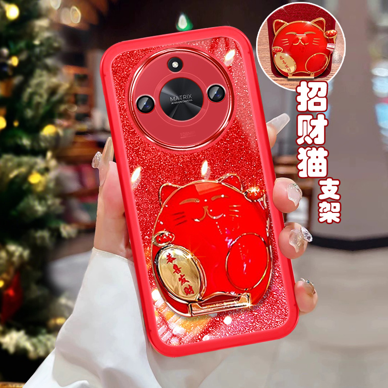 荣耀x50网红手机壳新年红色潮款 honorx50曲面屏ALI-AN00全包防摔