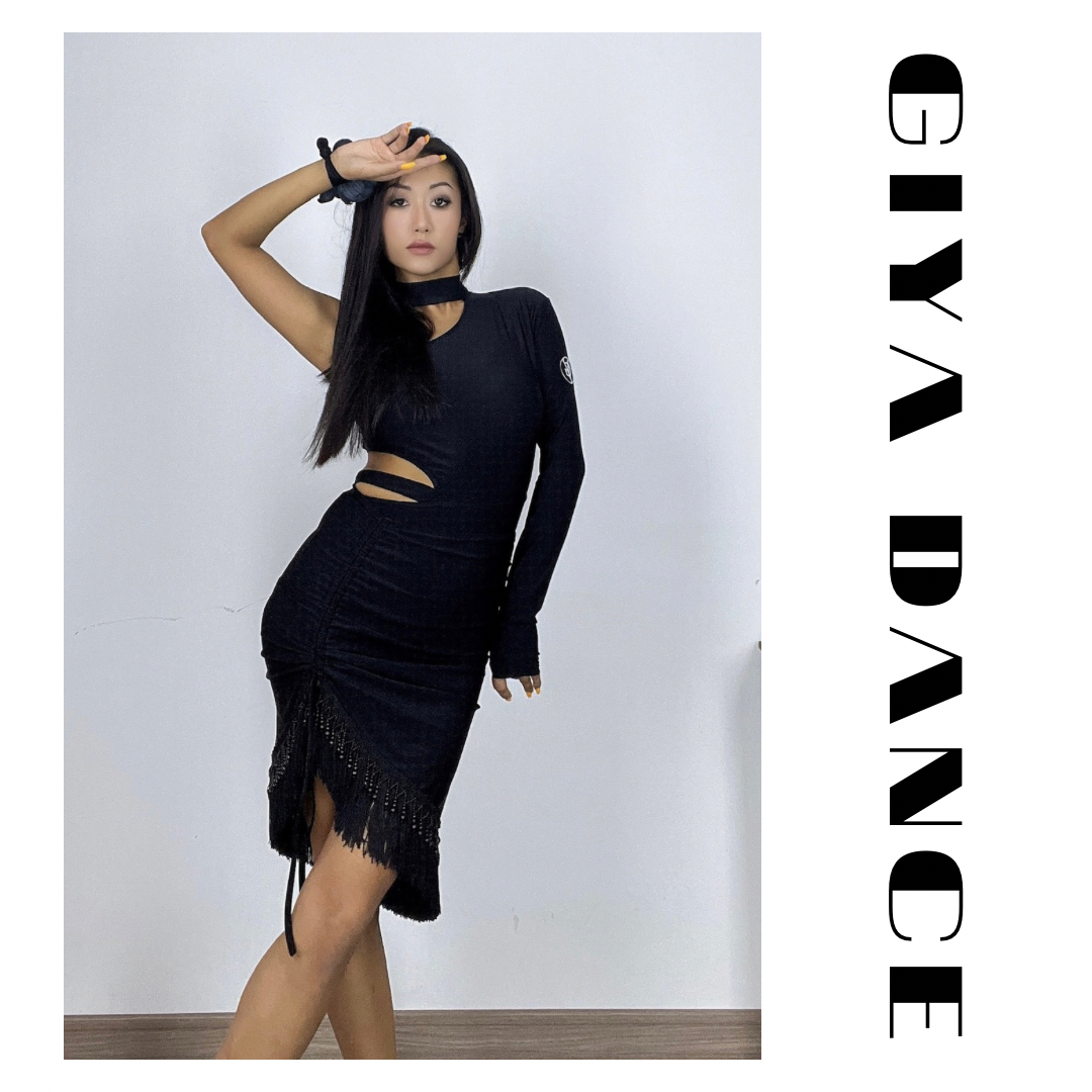 GIYA「吉雅」2201分体套装黑色拉丁练功服高级质感自带臂花