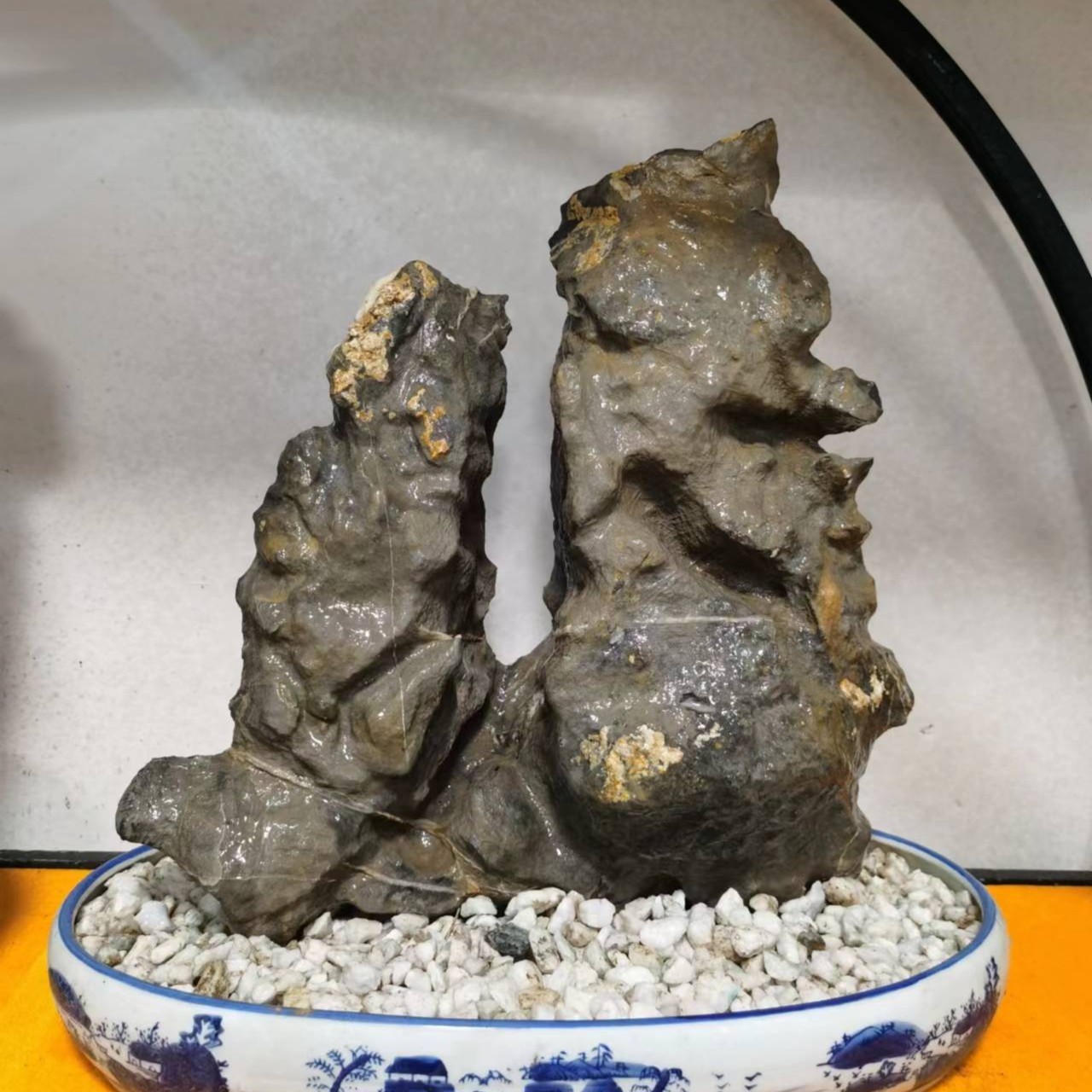 不包邮！灵璧石  磬石原石双峰俊秀 860