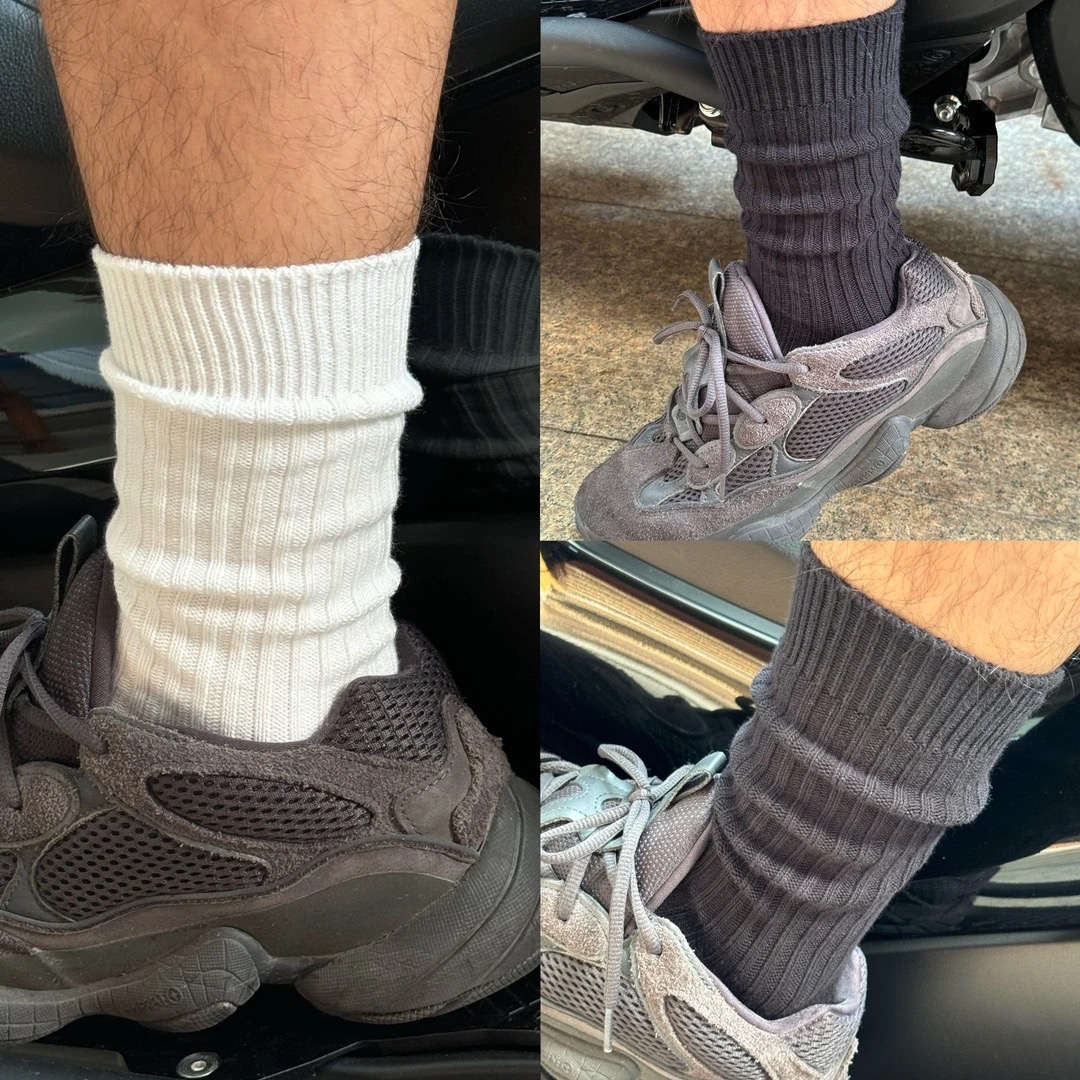 【3双装】粗针织工艺中筒棉袜百搭潮流ins袜网红纯色堆袜情侣透气袜