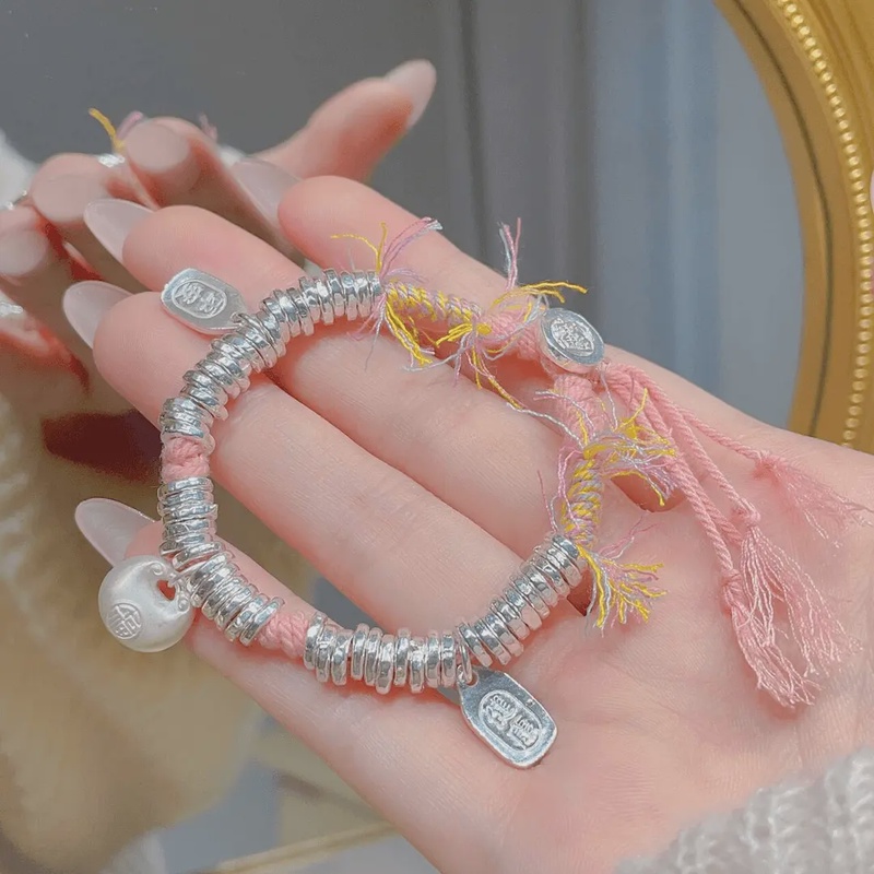 足银手链 999.9 【308】23克 碎银几两粉盘缠手链时尚女清新可爱