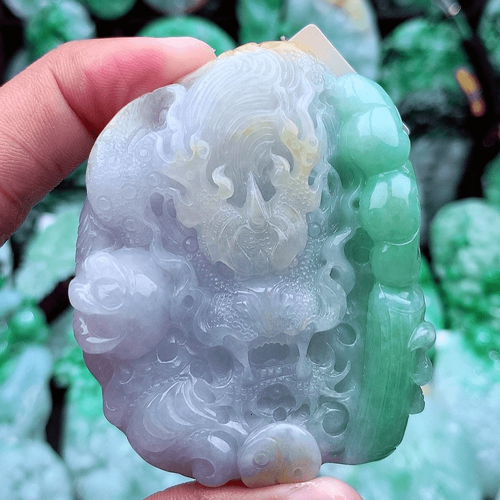 天然A货翡翠龙牌