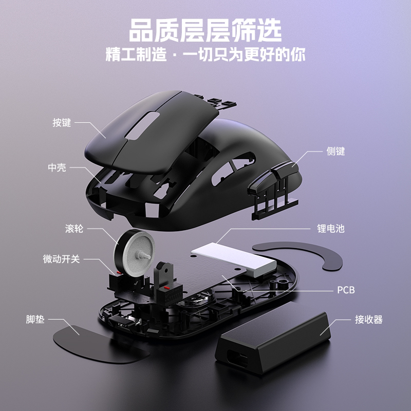 《119外设》目目牛S1pro轻量化电竞游戏cf瓦csgo鼠标3395芯片60克