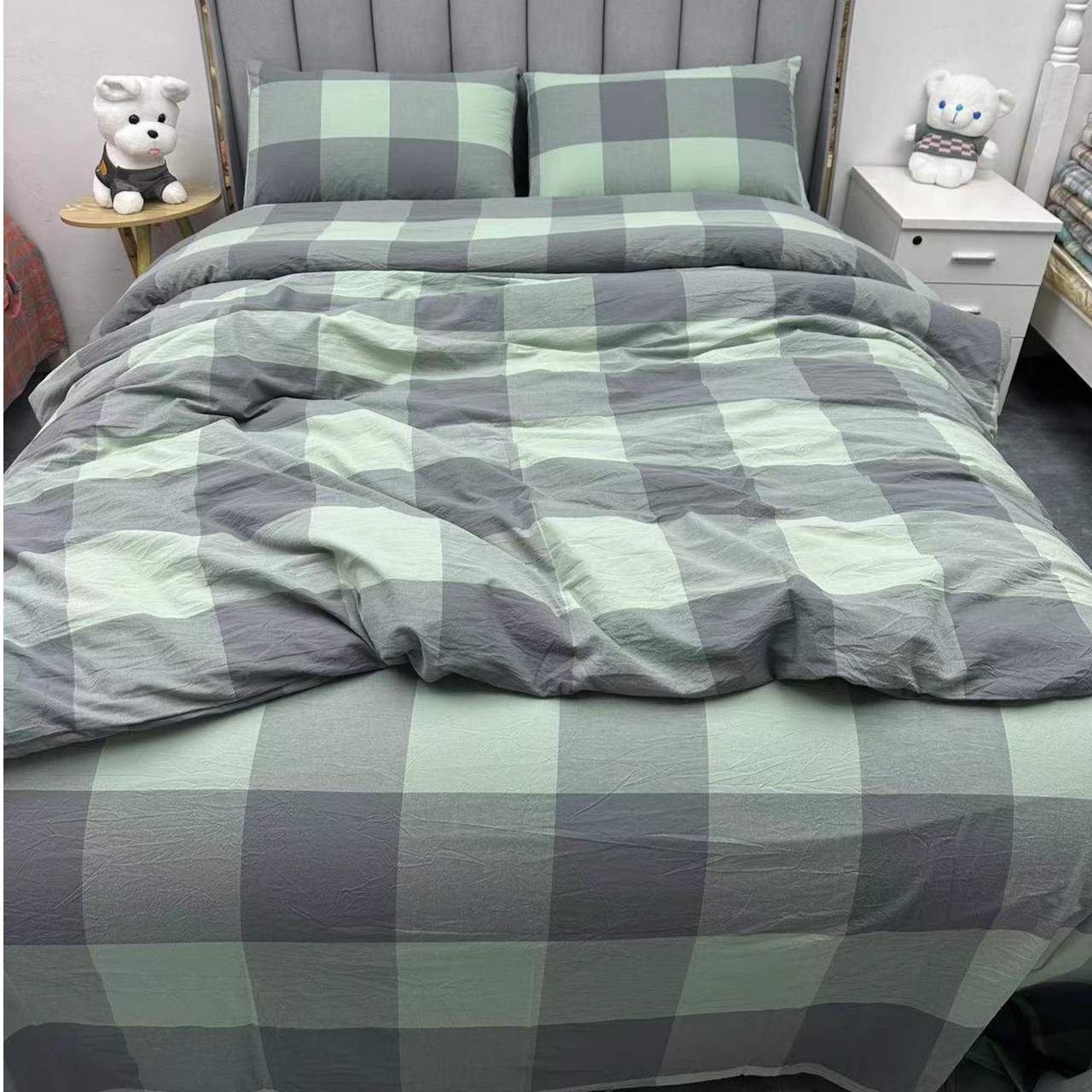 A类全棉色织水洗棉格子被套单人宿舍被罩被套床上用品单被套