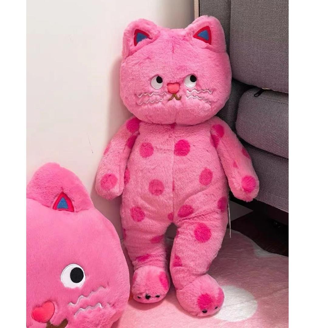 小红书同款可爱波点猫咪靠垫抱枕公仔毛绒玩偶布娃娃陪睡礼物C371