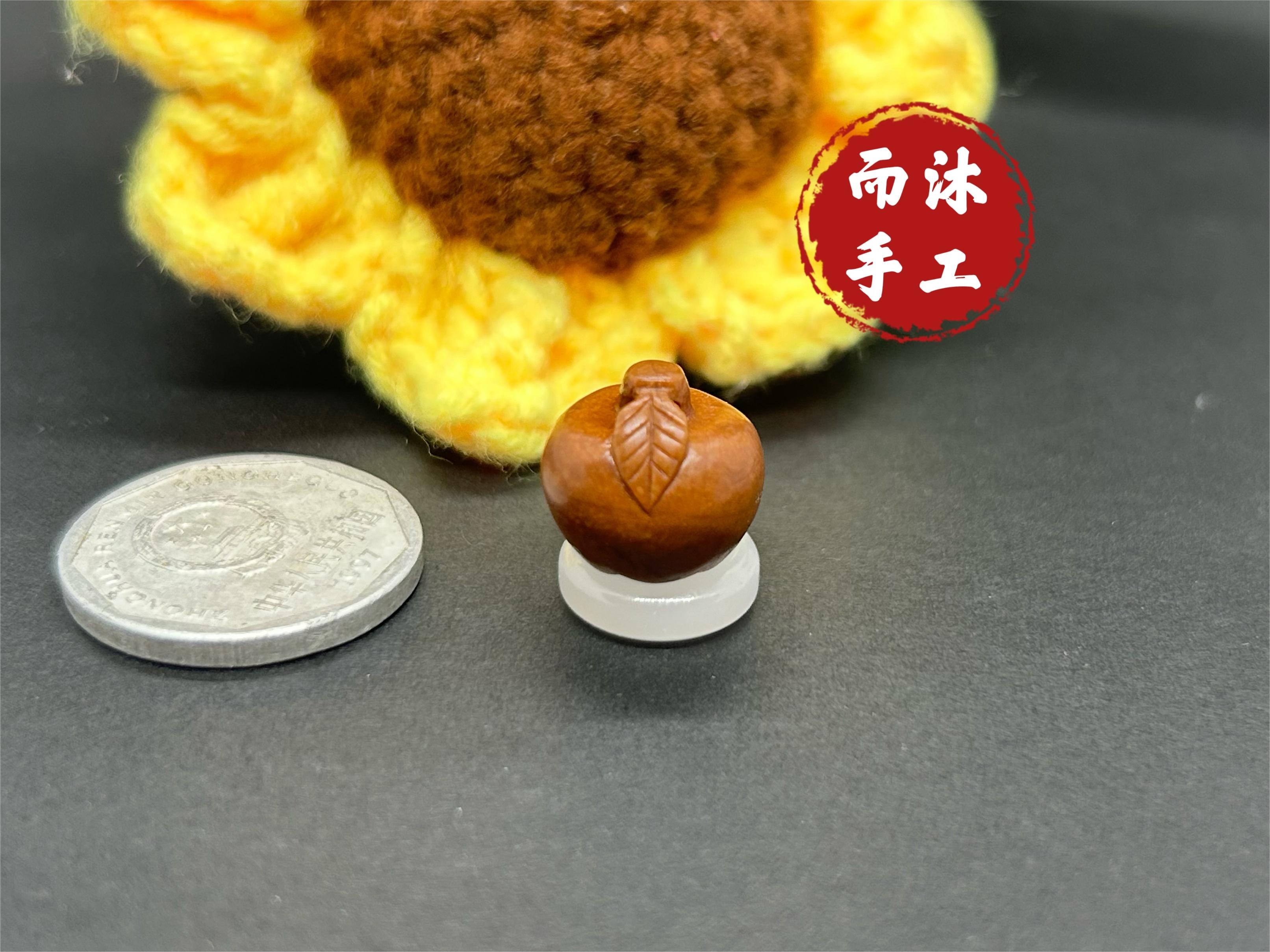 【苹果】平安果桃篮野生龙纹桃核纯手工雕刻桃篮儿童成人手链吊坠