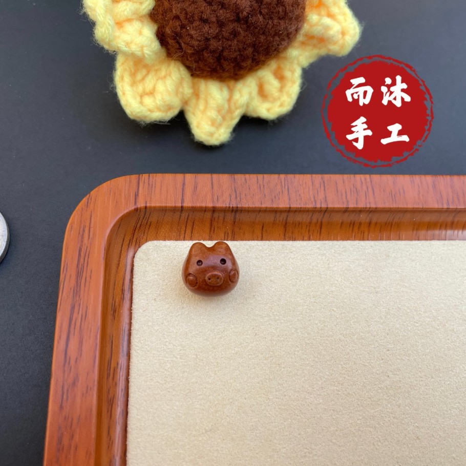 【生肖猪】福字桃篮野生龙纹桃核纯手工雕刻制作儿童成人手链吊坠