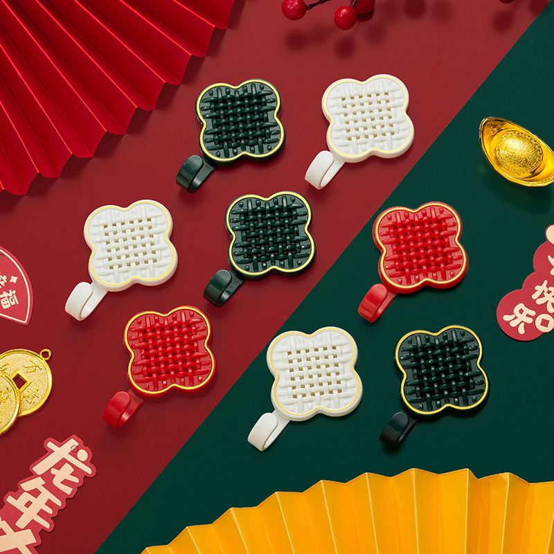 国潮强力粘贴挂钩喜庆无痕贴承重免打孔创意中国结挂钩家用免打孔