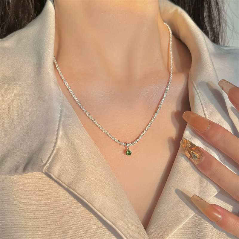 铜合金项链 梅姐饰品90 设计感波光粼粼项链女气质满天星锁骨链