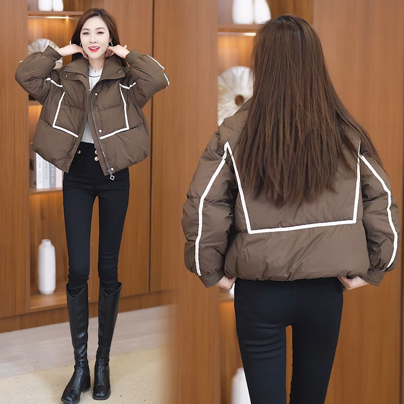 短款羽绒服女士冬季新款时尚宽松显瘦小个子立领白鸭绒面包服外套