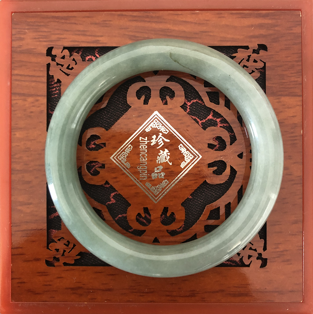 W3冰透绿魅力手镯天然缅甸A货翡翠手镯  圈口54.9