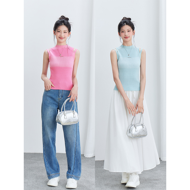 MEANDSTAR 原创设计辣妹无袖背心女2024新款夏季修身外穿打底上衣