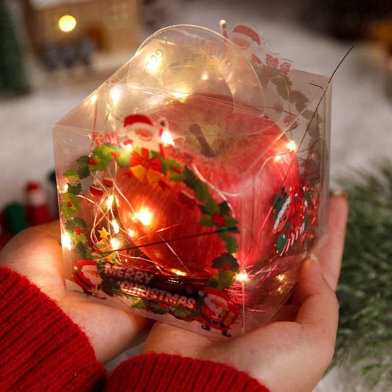 圣诞节平安夜装苹果糖果手提透明礼物袋礼盒小朋友礼品包装空盒子