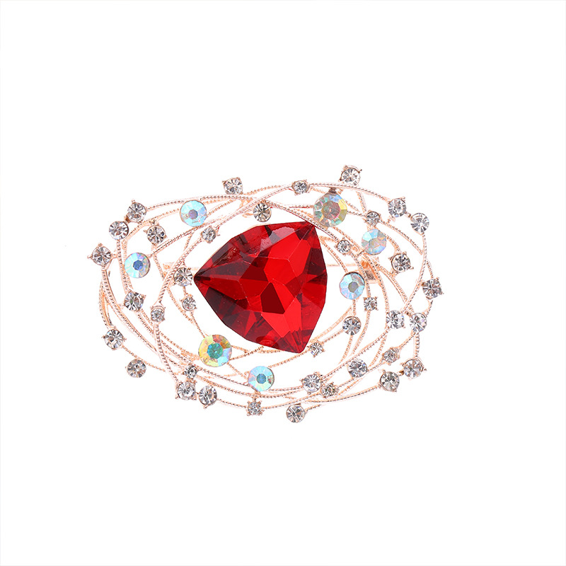 锌合金胸针 拼色植物花卉复古胸针设计师时尚彩色精致走秀