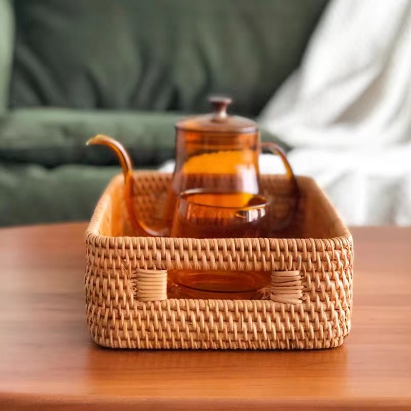 桌面带手工客厅创意家用提手收纳筐杂物尺寸：30*20*9cm