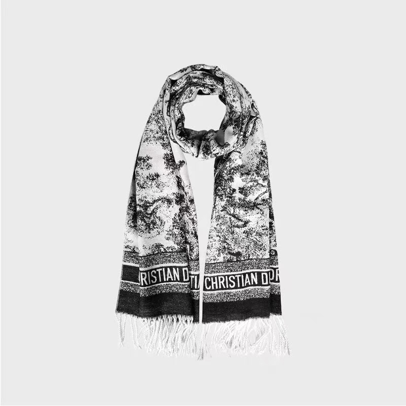 黑白山水画围巾秋冬保暖男女通用披肩围脖180*70cm