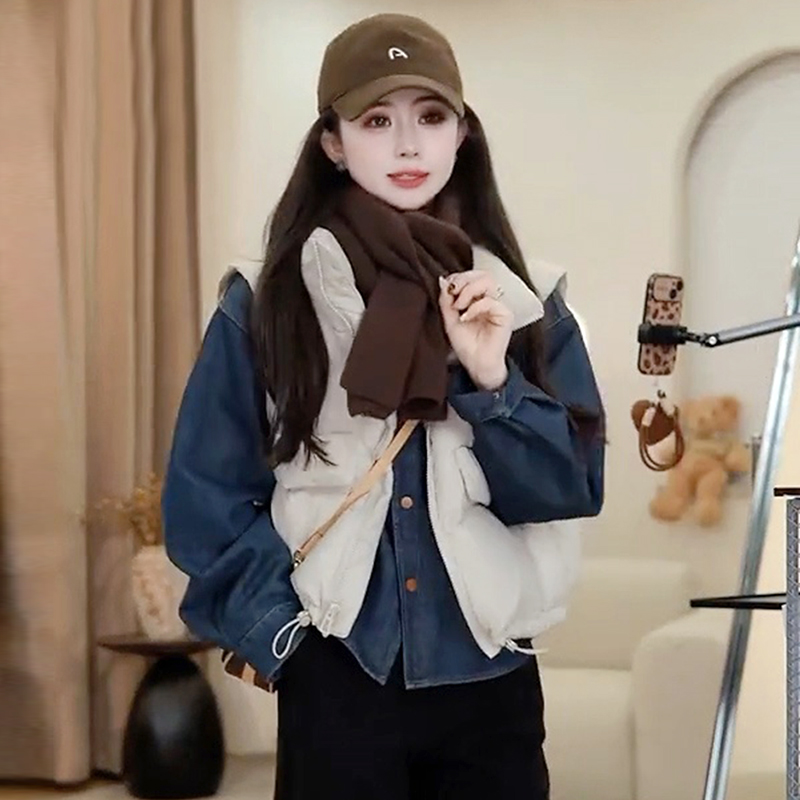 2024新款秋冬季短款羽绒马甲女外穿小个子白鸭绒背心坎肩马夹外套