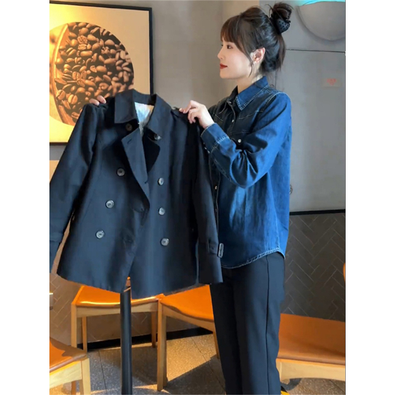 卡其色短款风衣外套女小个子2025新款春秋韩系高级感休闲上衣大衣