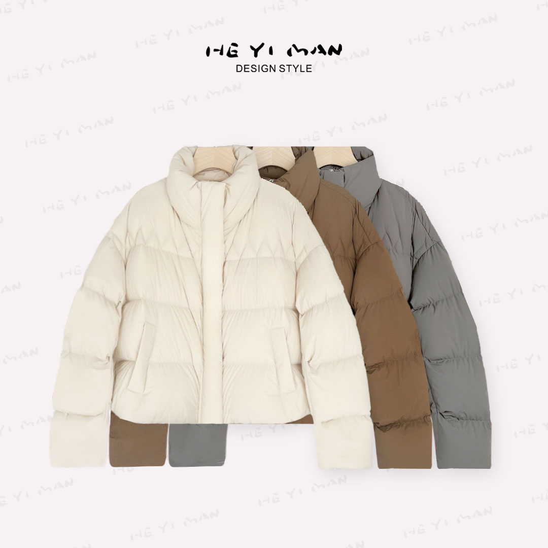  【何以慢】90白鹅绒冬季短款休闲简约立领保暖鹅绒服A8-A4286